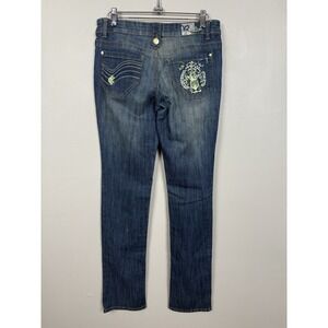 Rocawear Juniors 5 Low Rise‎ Embroidered Jeans Y2k Straight Leg Denim